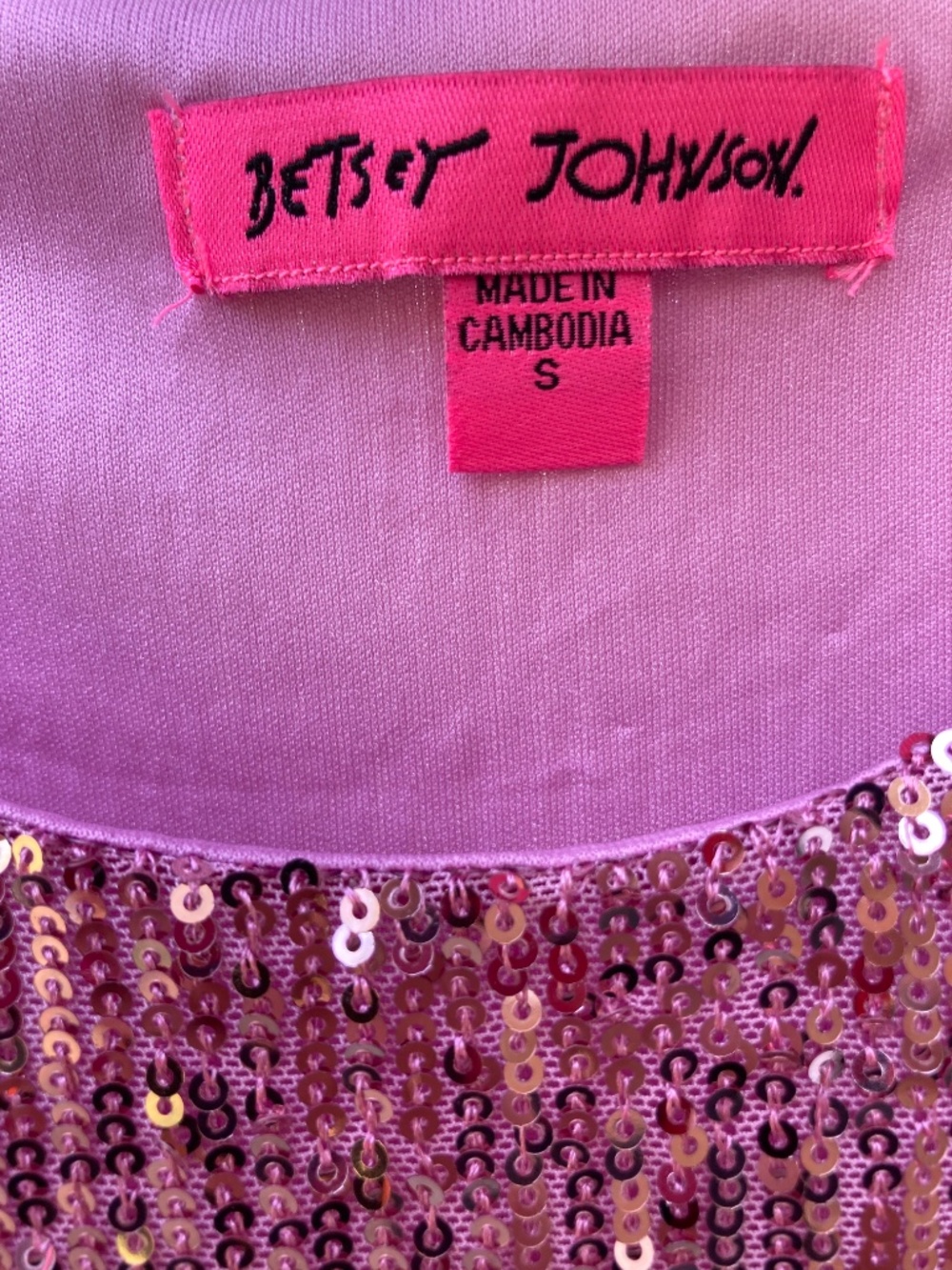 Betsey Johnson Pink Sequin High Low Shift Dress - Small - Picture 9 of 13